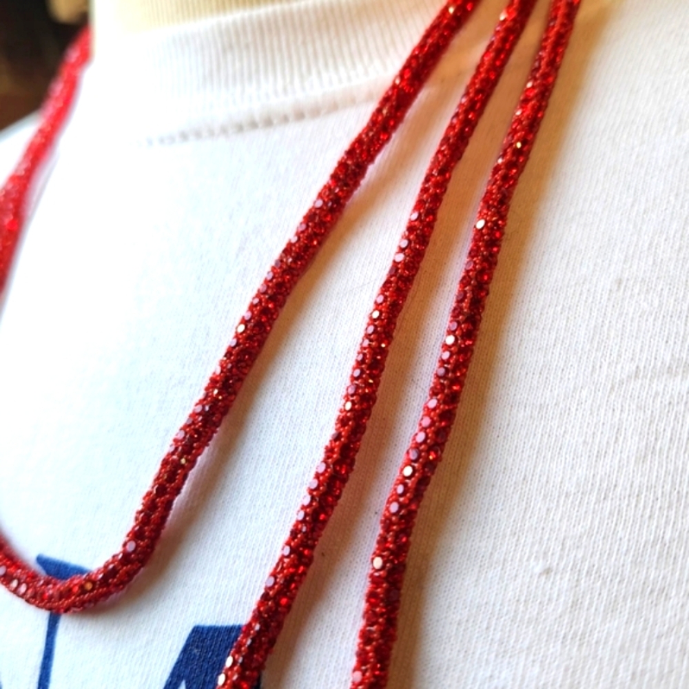 Elegant Multi Layered Sparkling Red Necklace - Picture 9 of 17